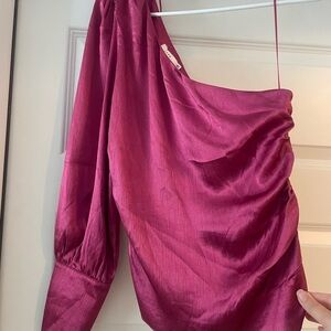 Elegant Pink One-Shoulder Blouse